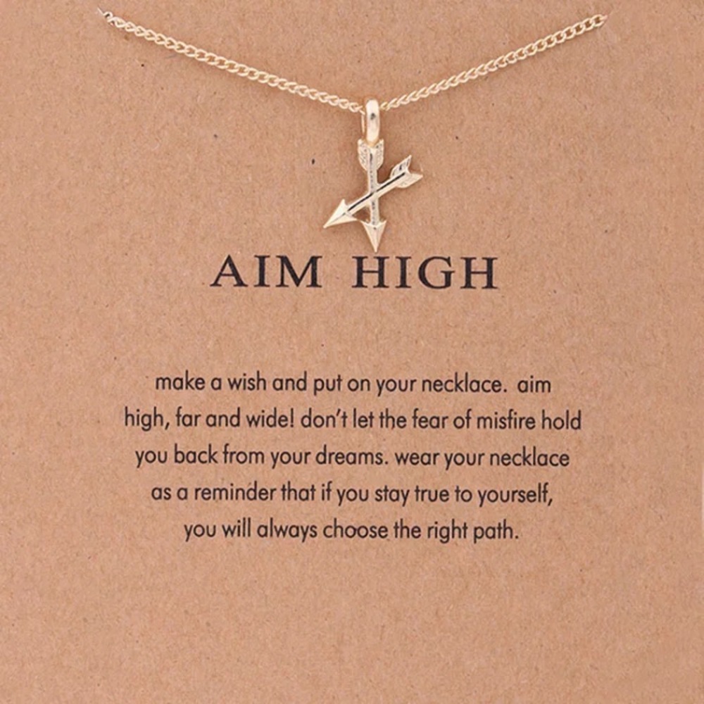 "Sara" Arrow Gold Necklace Dainty Aim High honor